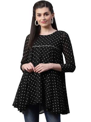 Black printed georgette tunics 1