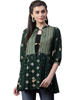 Green printed georgette tunics 1