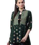 Green printed georgette tunics
