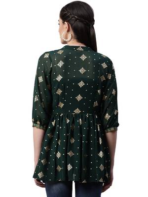 Green printed georgette tunics 2