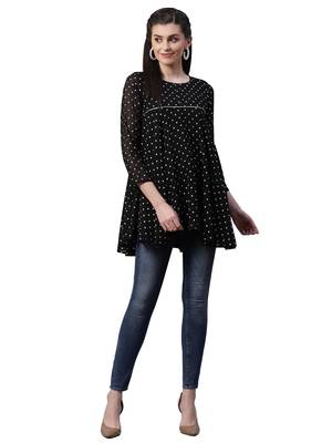 Black printed georgette tunics 4