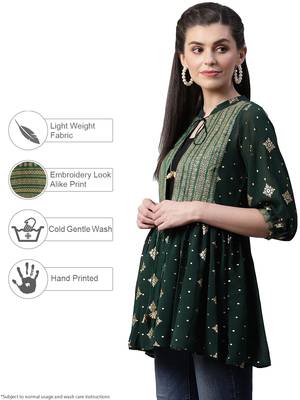 Green printed georgette tunics 3