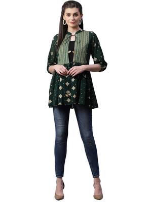 Green printed georgette tunics 5