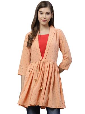 Peach printed crepe tunics 1