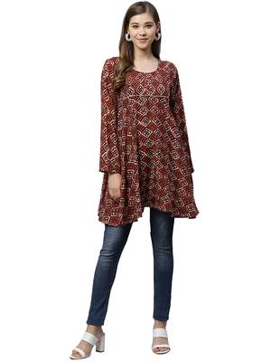 Maroon printed polyester tunics 1