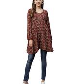 Maroon printed polyester tunics