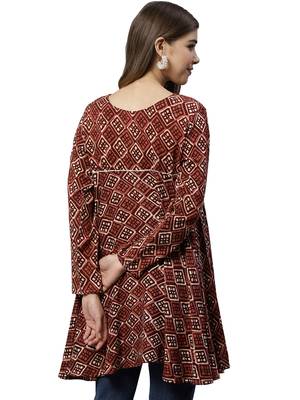 Maroon printed polyester tunics 2