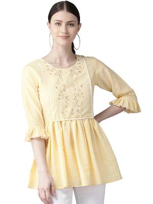 Yellow printed polyester tunics 1