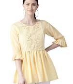 Yellow printed polyester tunics
