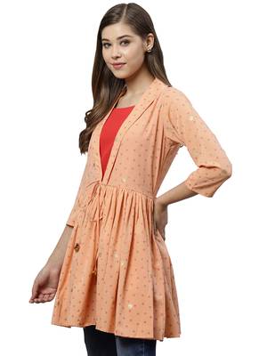 Peach printed crepe tunics 3