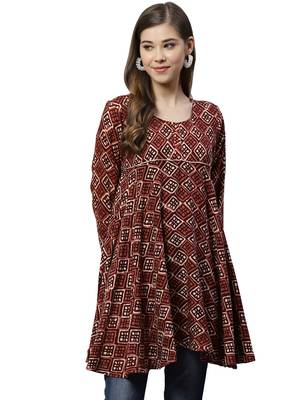 Maroon printed polyester tunics 4