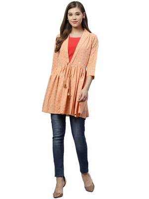 Peach printed crepe tunics 5