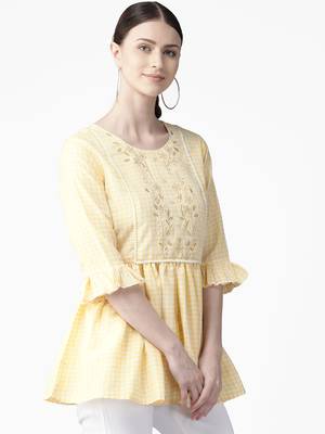 Yellow printed polyester tunics 3