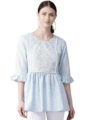 Blue printed polyester tunics 1