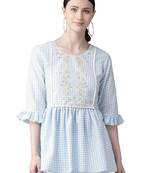 Blue printed polyester tunics