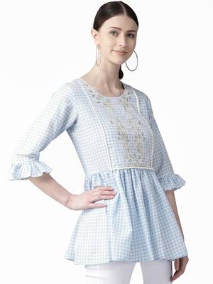 Blue printed polyester tunics 3