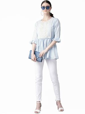 Blue printed polyester tunics 4