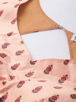Peach digital print satin semi stitched lehenga 4