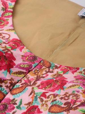 Light-pink digital print
 satin semi stitched lehenga 4