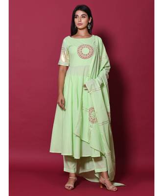 green block print cotton kurta sets 1
