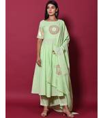 green block print cotton kurta sets