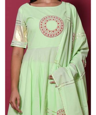 green block print cotton kurta sets 2