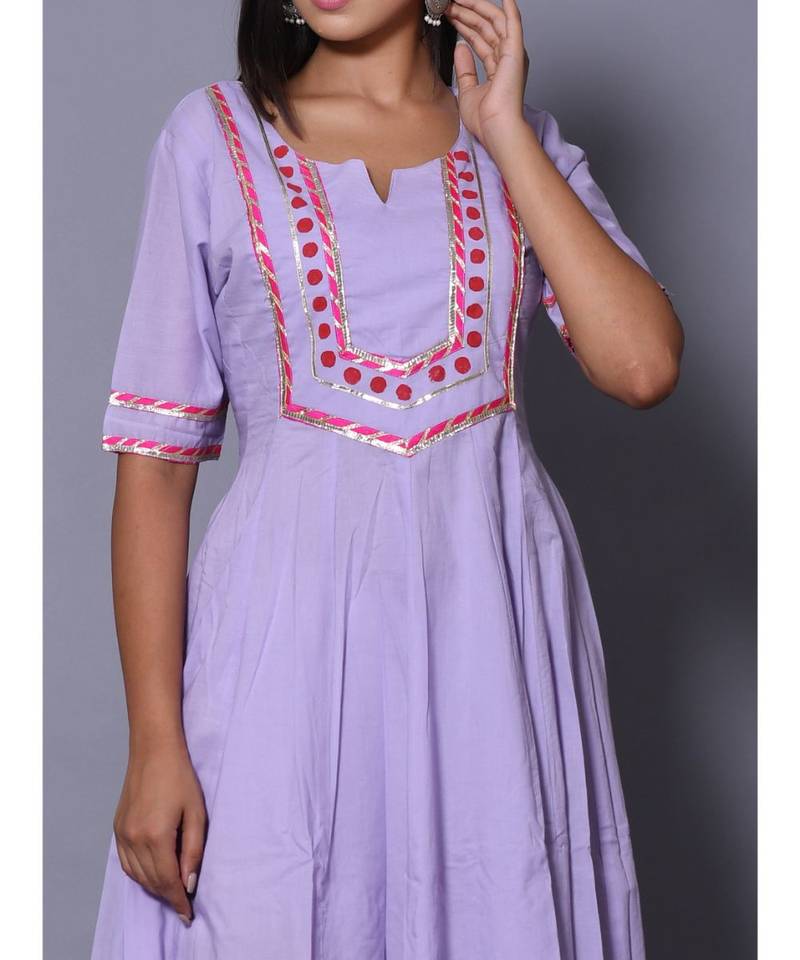 Purple block print cotton kurtis