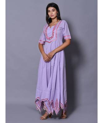 Purple block print cotton kurtis 3