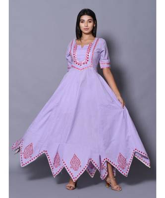 Purple block print cotton kurtis 6