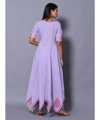 Purple block print cotton kurtis 7