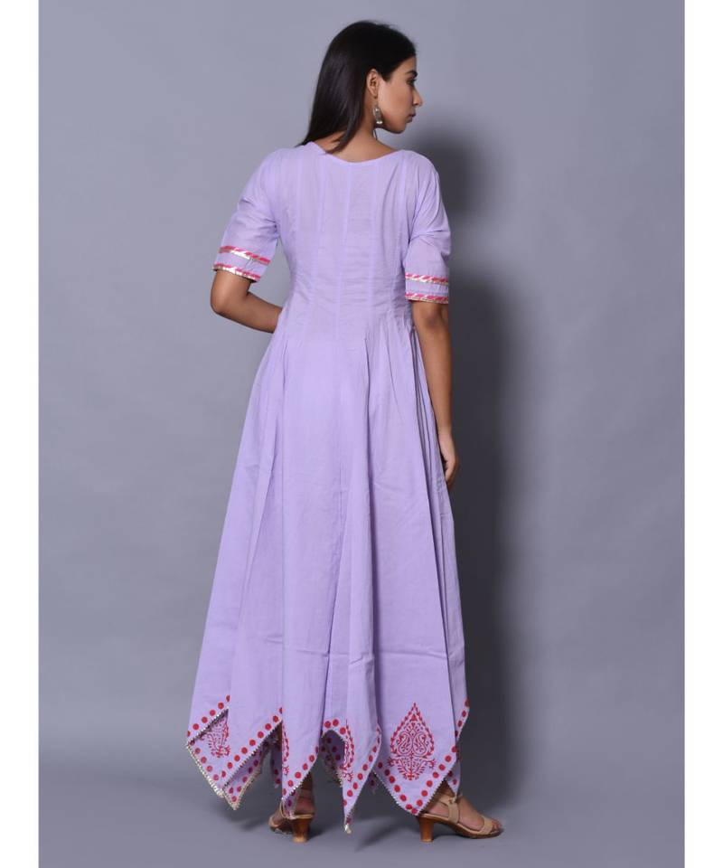 Purple block print cotton kurtis