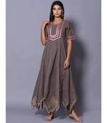 Grey block print cotton kurtis