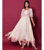 Beige block print cotton kurtis