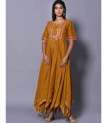 yellow block print cotton kurtis