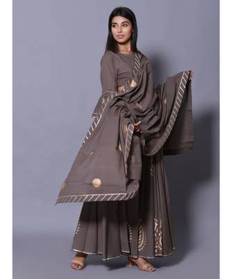 Grey printed cotton readymade lehenga cholis 3
