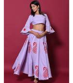 Purple printed cotton readymade lehenga cholis