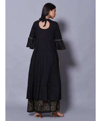Black block print cotton kurta sets 7