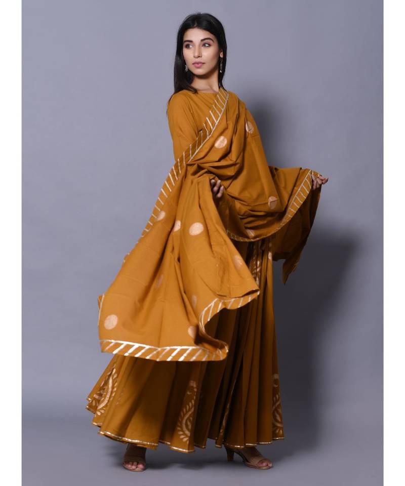 yellow printed cotton readymade lehenga cholis