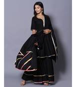 Black block print cotton kurta sets