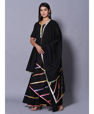 Black block print cotton kurta sets 4