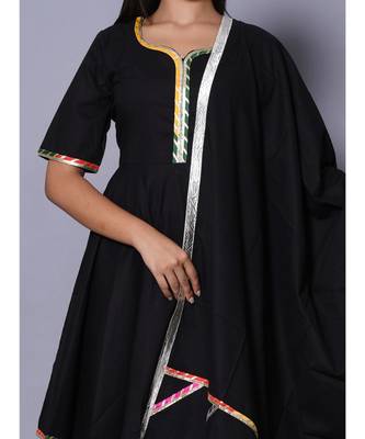 Black block print cotton kurta sets 5