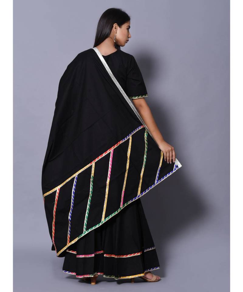 Black block print cotton kurta sets