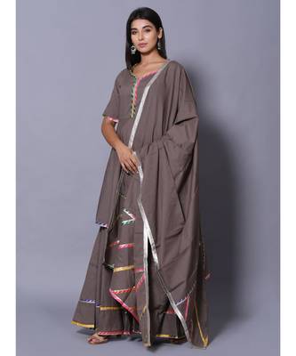 Grey block print cotton kurta sets 3