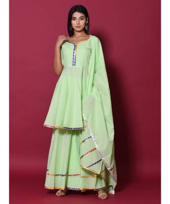 green block print cotton kurta sets 1