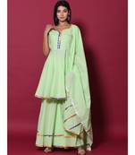 green block print cotton kurta sets