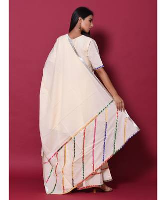 Beige block print cotton kurta sets 6