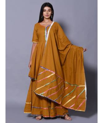 yellow block print cotton kurta sets 1