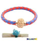 Magnetic Braided & Stone Studded Red & Blue Bracelet cum Rakhi For Brother