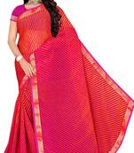 Pink Printed chiffon saree with blouse