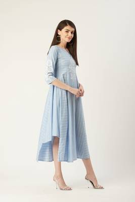 Pinksky Blue woven cotton maxi-dresses 5
